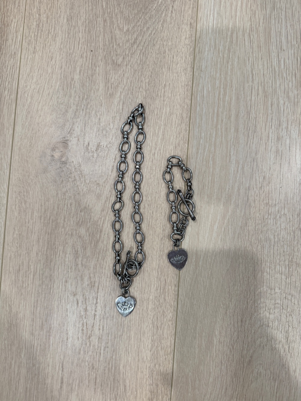 Juicy Couture Silver-Tone Heart Tag Link Necklace & Bracelet Set